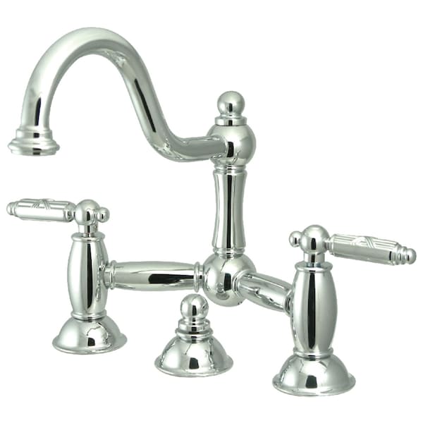 KS3911GL Restoration Bathroom Bridge Faucet, Polished Chrome